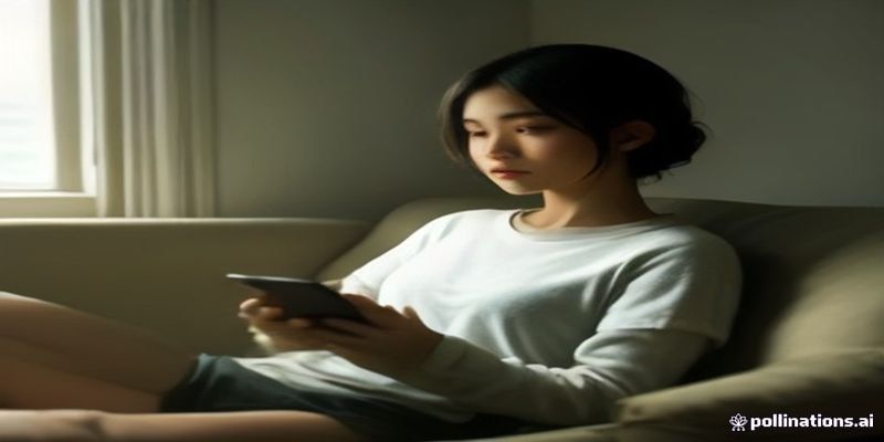 소파에서 태블릿으로 영상을 보는 모습