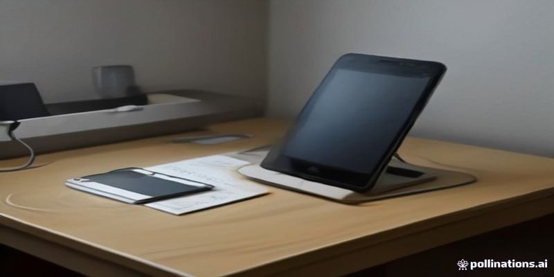 침대 옆이 아닌 책상에서 충전 중인 휴대폰
